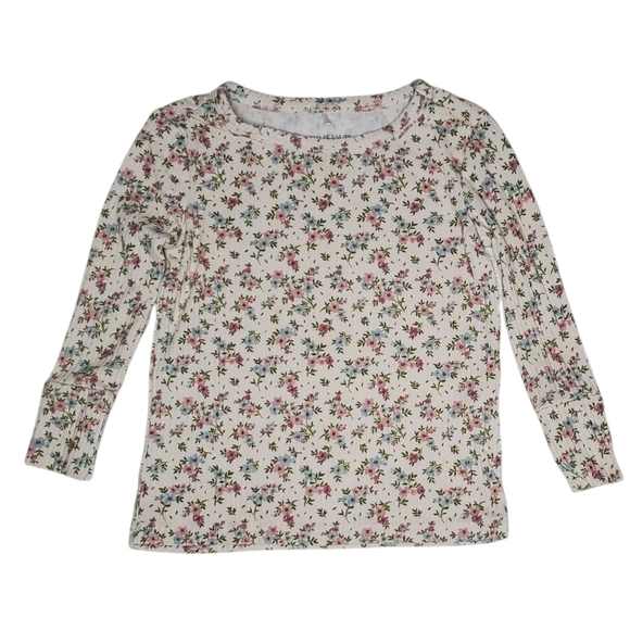 Posh Peanut Long-sleeve Pajama Top Floral Ribbed Tan Baby Girls 18-24 Months - Picture 1 of 5